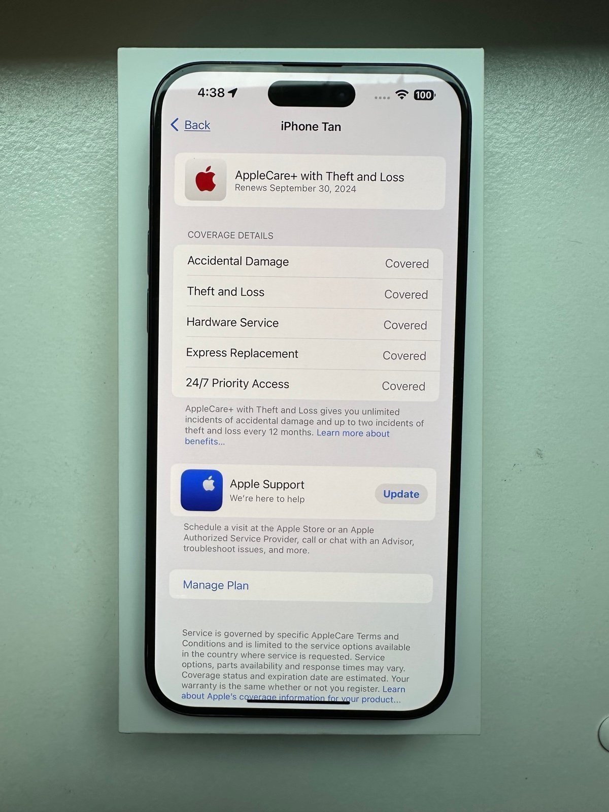 Apple iPhone 15 Pro Max / 256GB / Titanium Blue / AppleCare+ 1W75