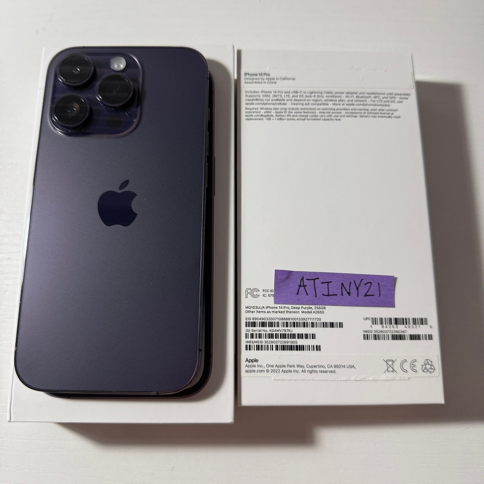 Apple iPhone 14 Pro 256 GB in Deep Purple for Unlocked 3T11