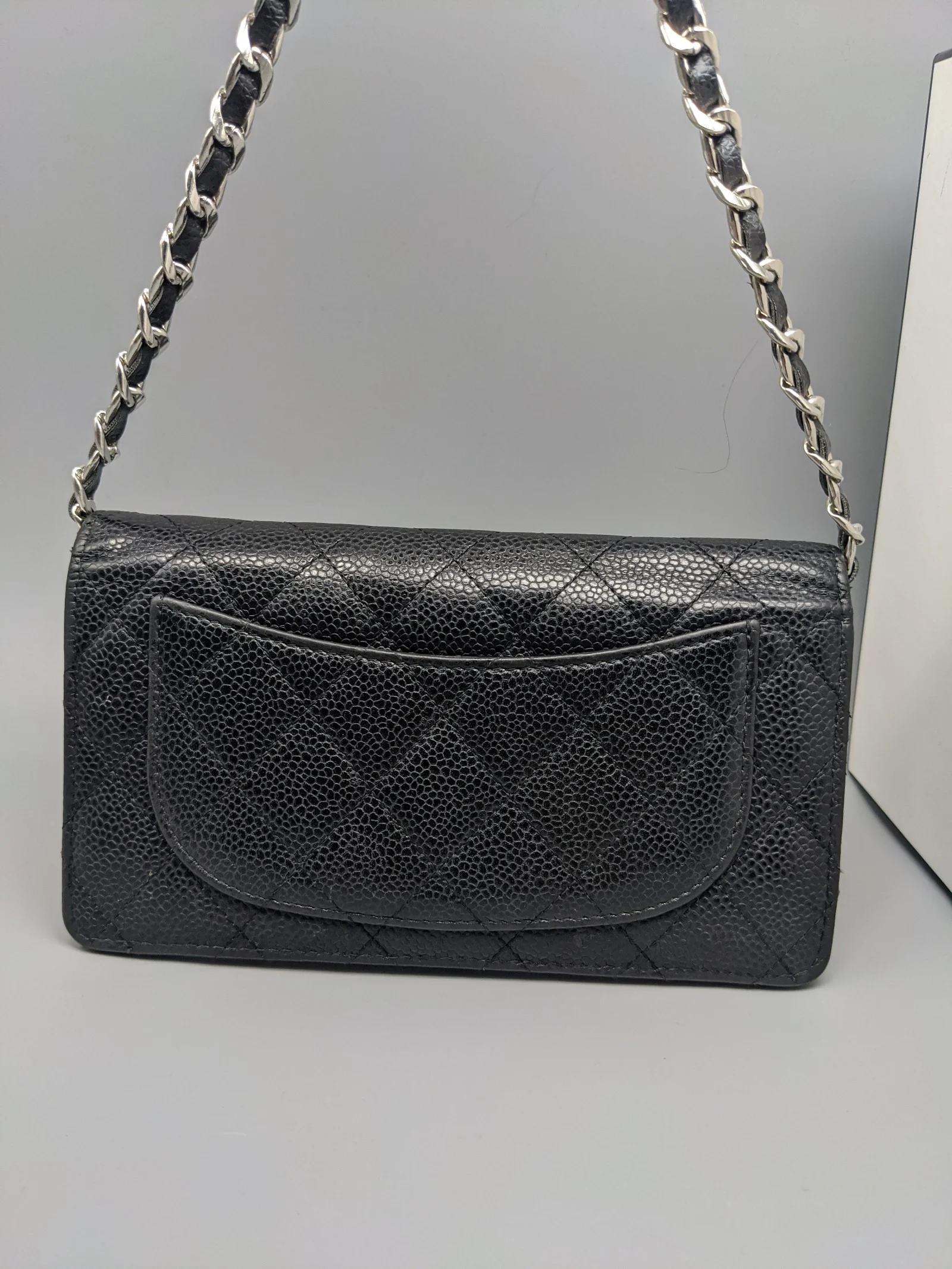 Chanel Black Caviar Leather CC Long Full Flap Bag Wallet