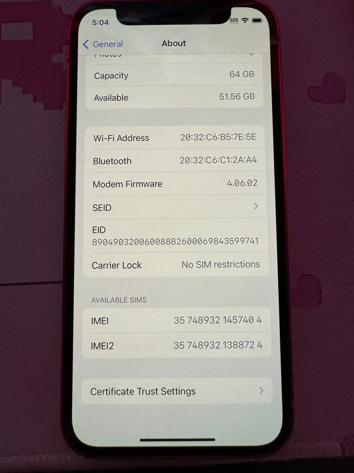 Apple iPhone 12 Mini 64 GB in (Product) Red & Green 2B67