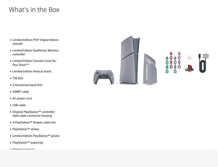 PlayStation 5 Console 30th Anniversary Limited Edition Bundle Digital Edition 7Y32