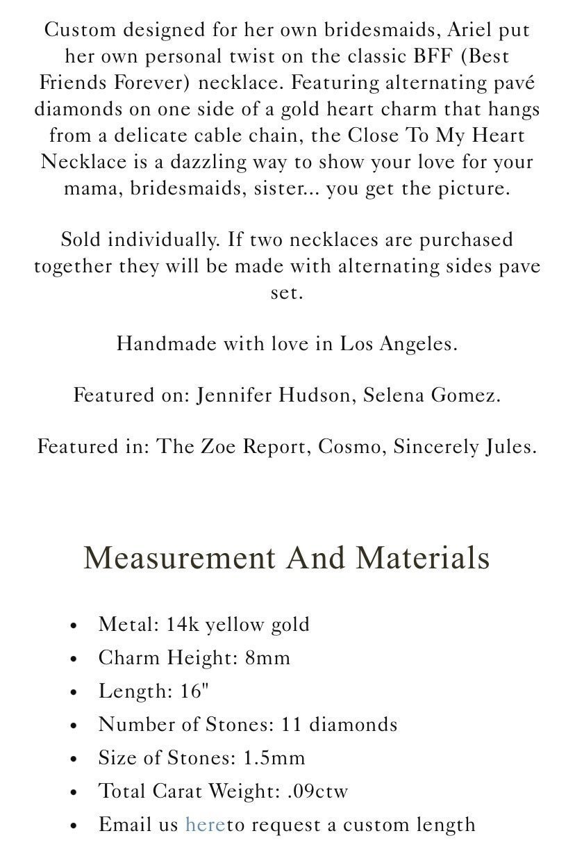 Ariel Gordon Close to my Heart Necklace