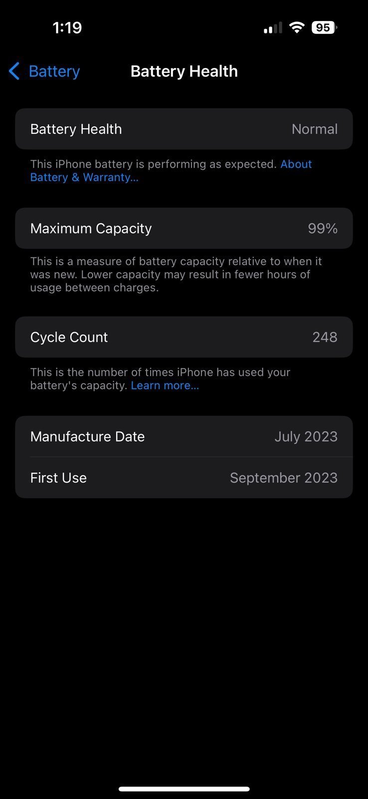 iPhone 15 Pro.  Unlocked.  iOS 18.  256GB.  99% Battery Health.  AppleCare + 1W38