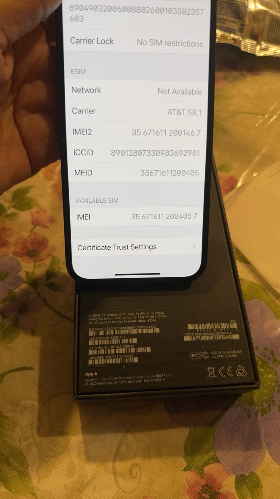 Apple iPhone 12 Pro Max 128 GB in Pacific Blue for Unlocked (read description 6Y39