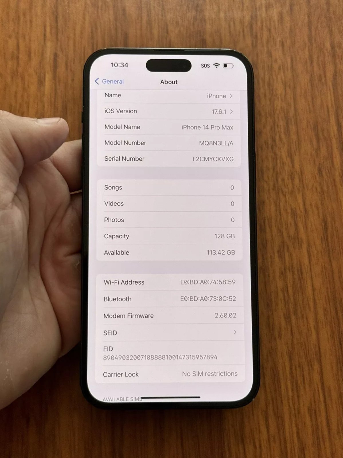 Apple iPhone 14 Pro Max 128GB Space Black (Unlocked) 3O55