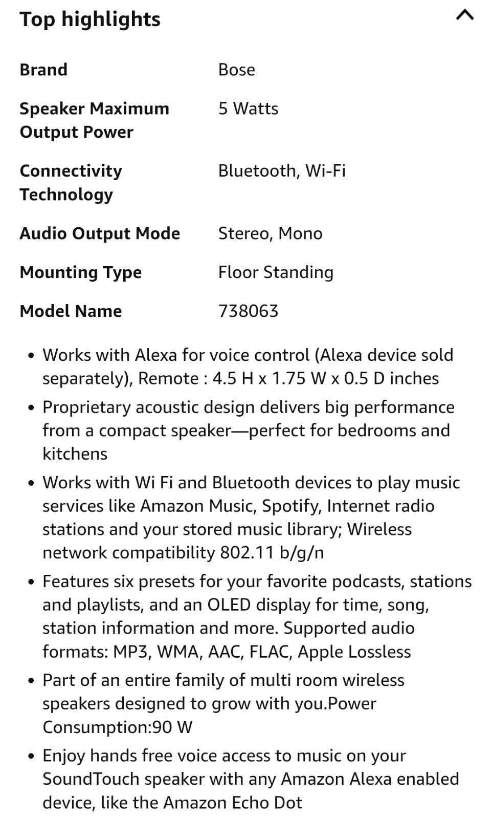 Bose SoundTouch 20 wireless speaker, works with Alexa