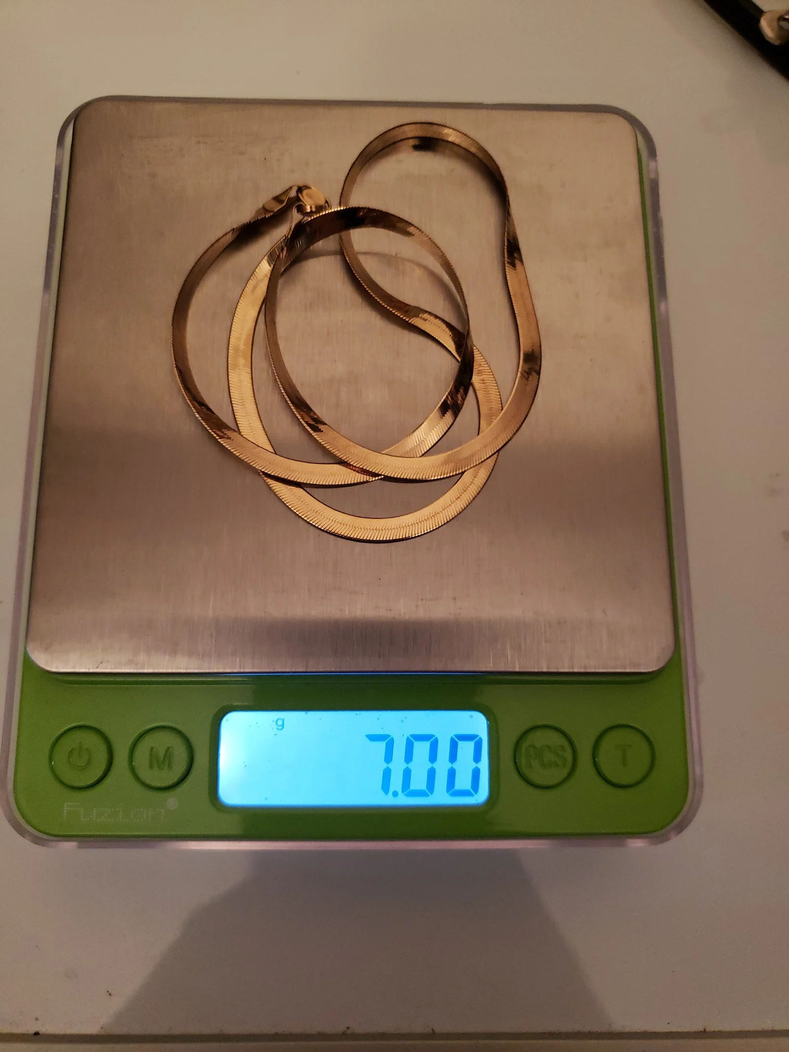 14k yellow gold herringbone necklace