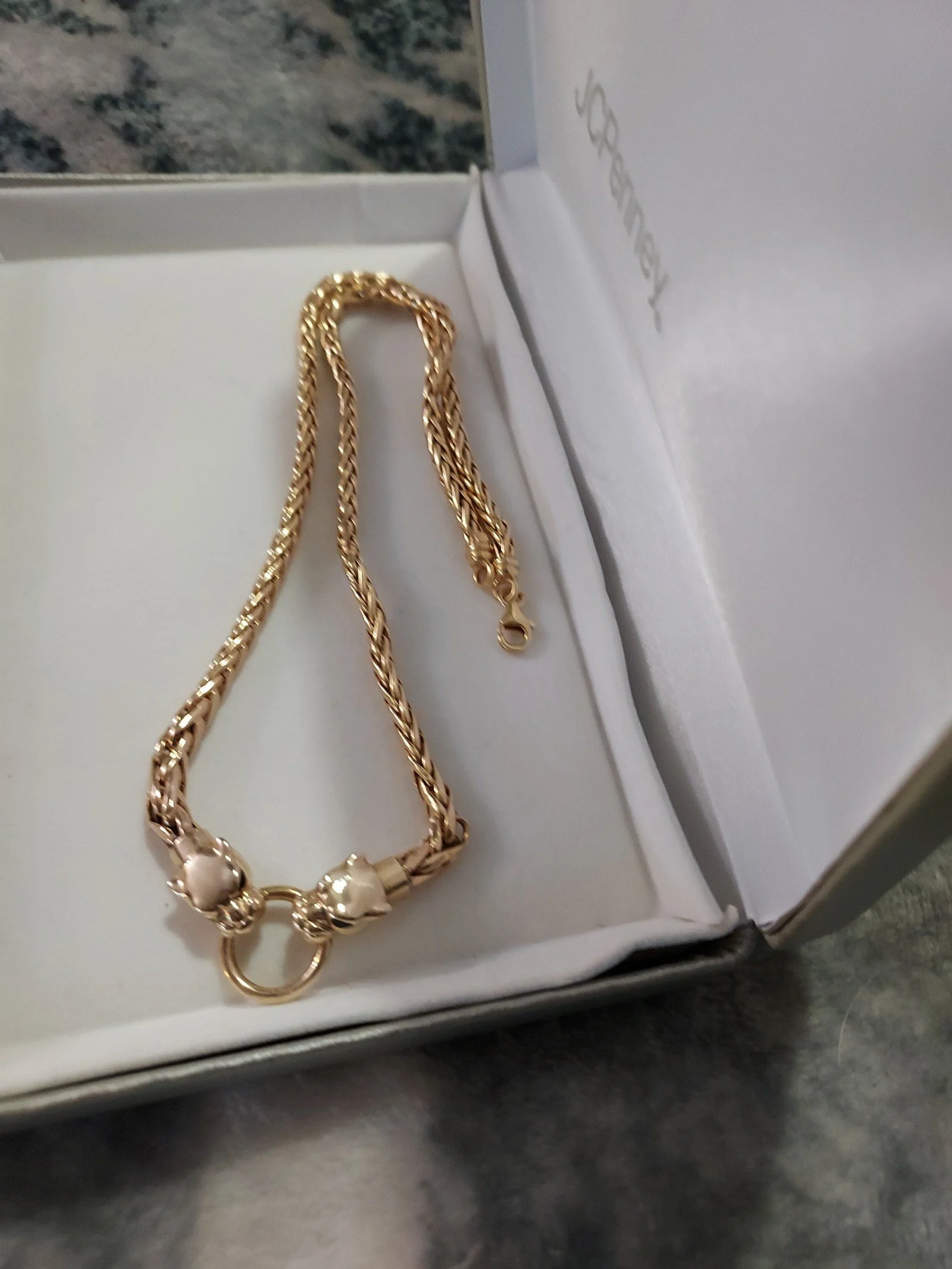 14k solid Gold Spiga link with panther heads