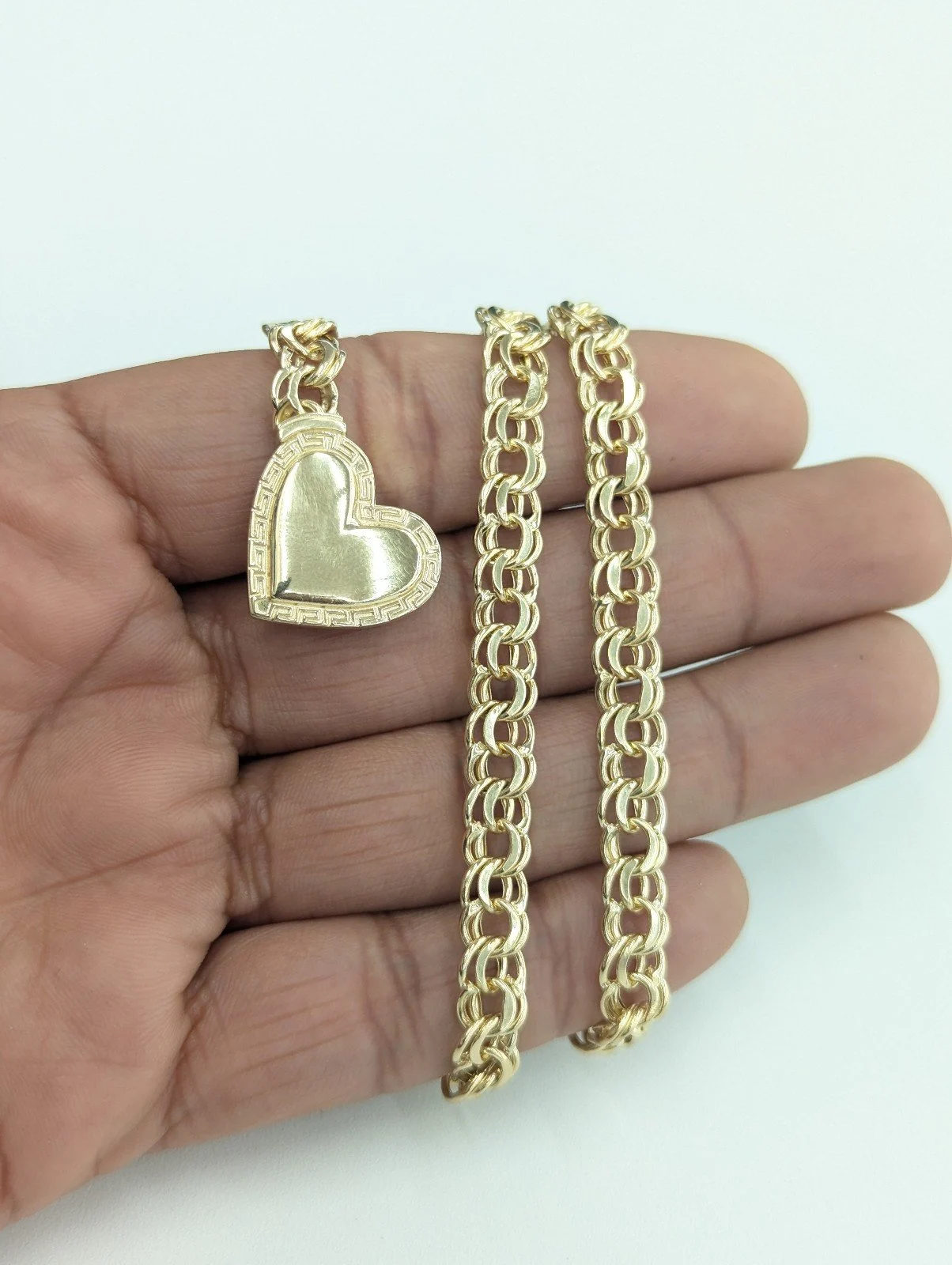 10kt Real Gold Heart Chino Necklace 16 Inch