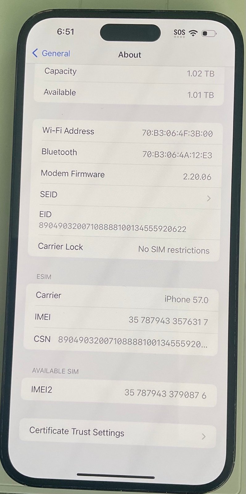 iphone 14 pro max phone unlocked 1TB 6W51