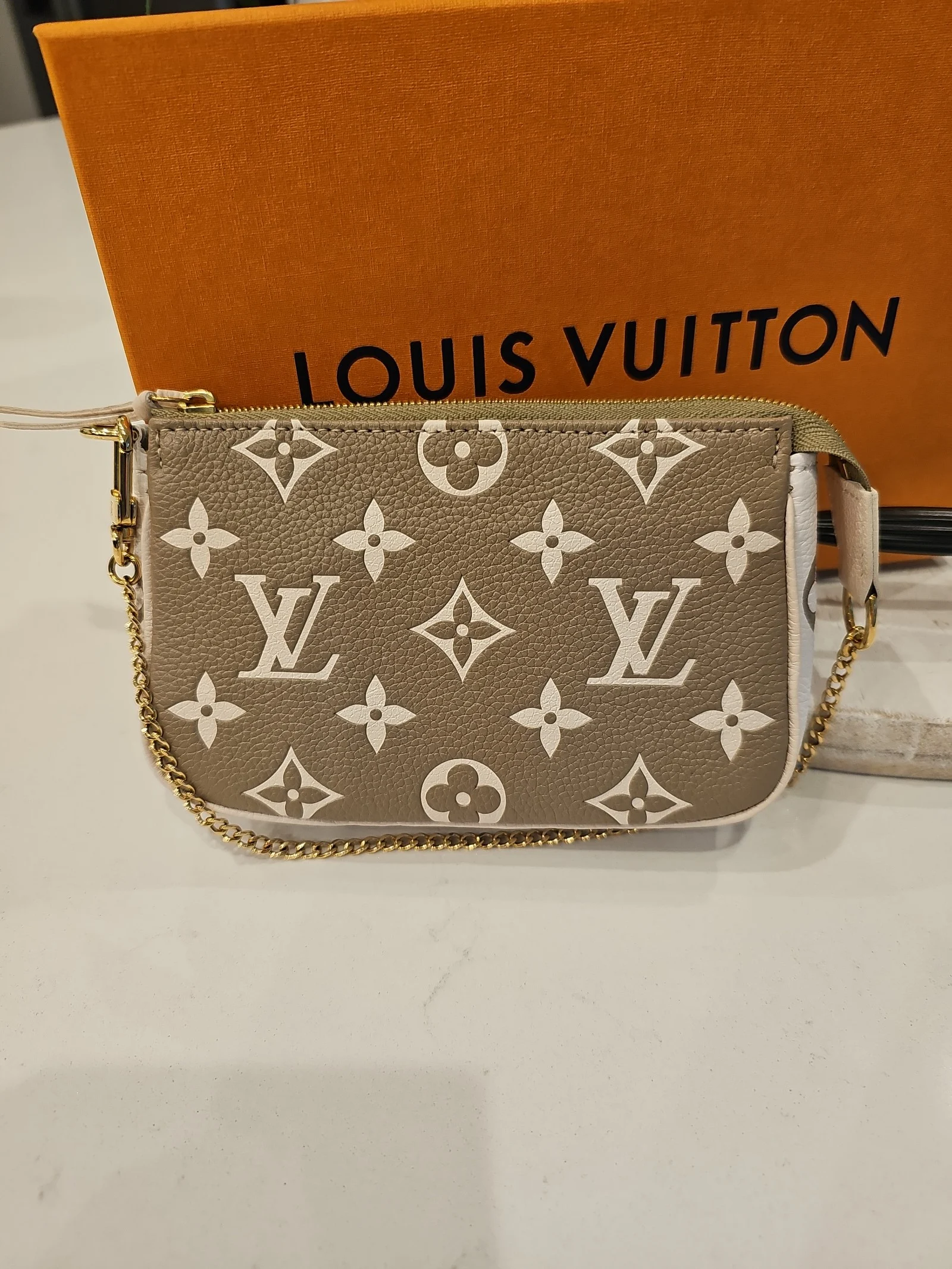 Louis Vuitton Empreinte Spring in the City Mini Pouchette Kaki khaki Beige Cream