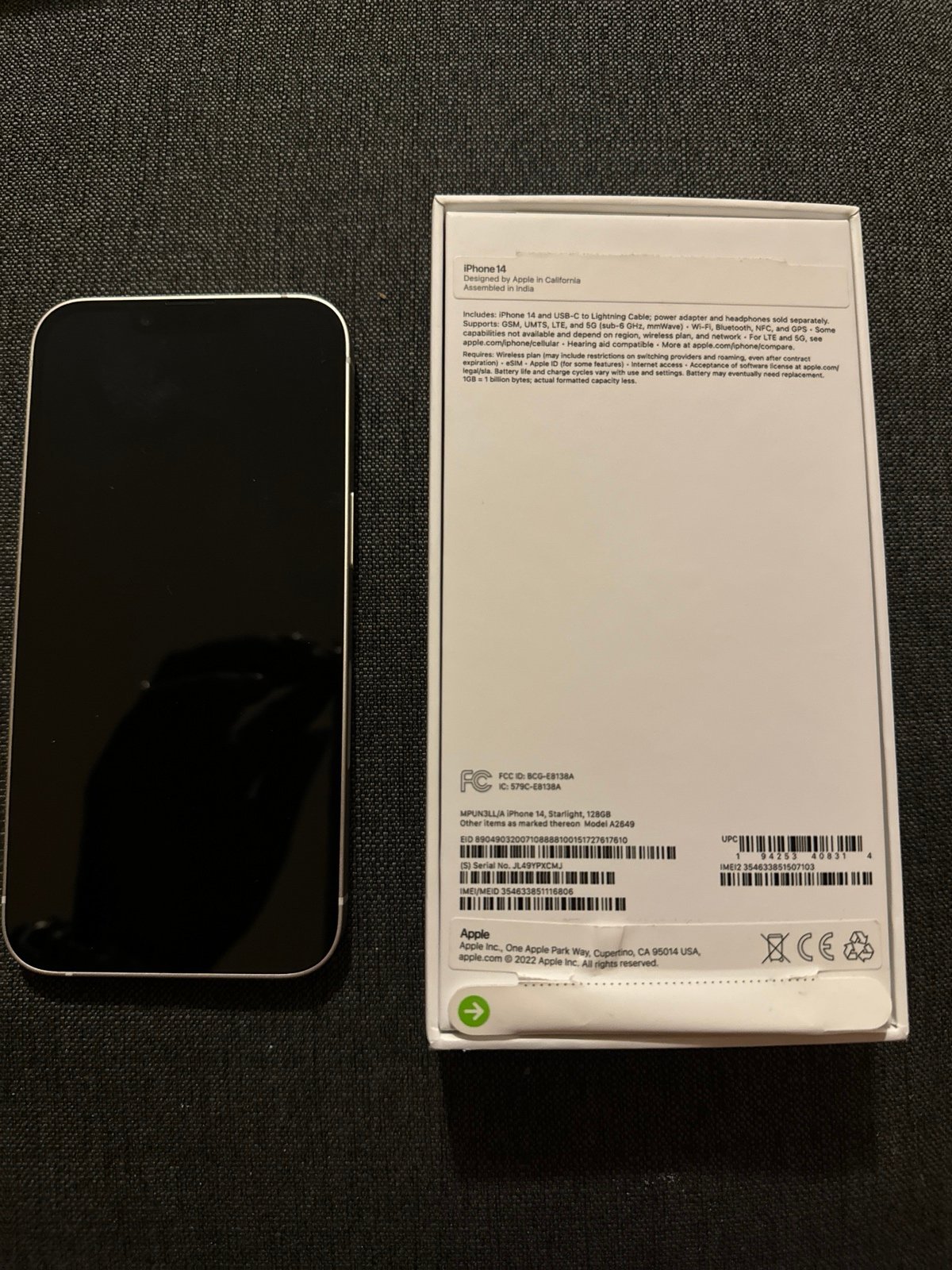 Apple iPhone 14 128 GB in Starlight for Verizon 1Z15