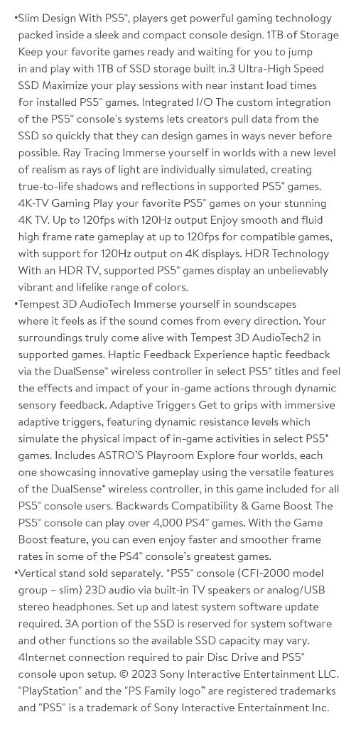 SONY PlayStation 5 Slim 1TB console 6N98