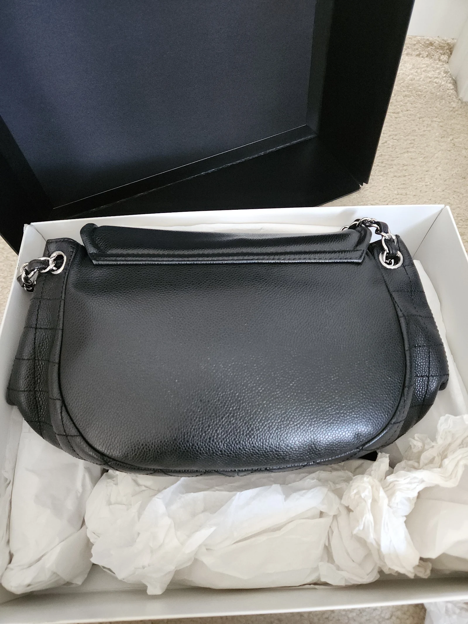 CHANEL Caviar Half Moon Large Flap Black