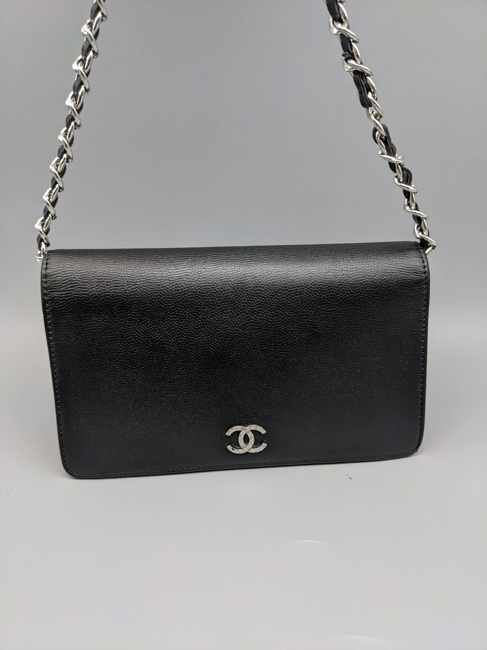 Chanel Black Caviar Leather CC Long Full Flap Bag Wallet