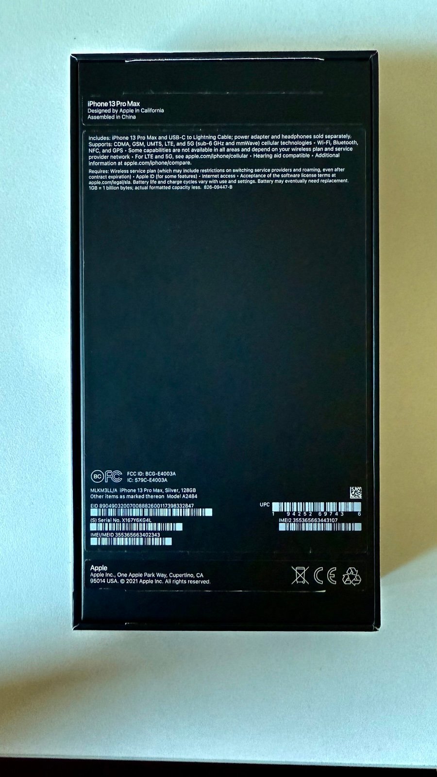 [Mint] iPhone 13 Pro Max 128 GB Unlocked - Silver 7C16