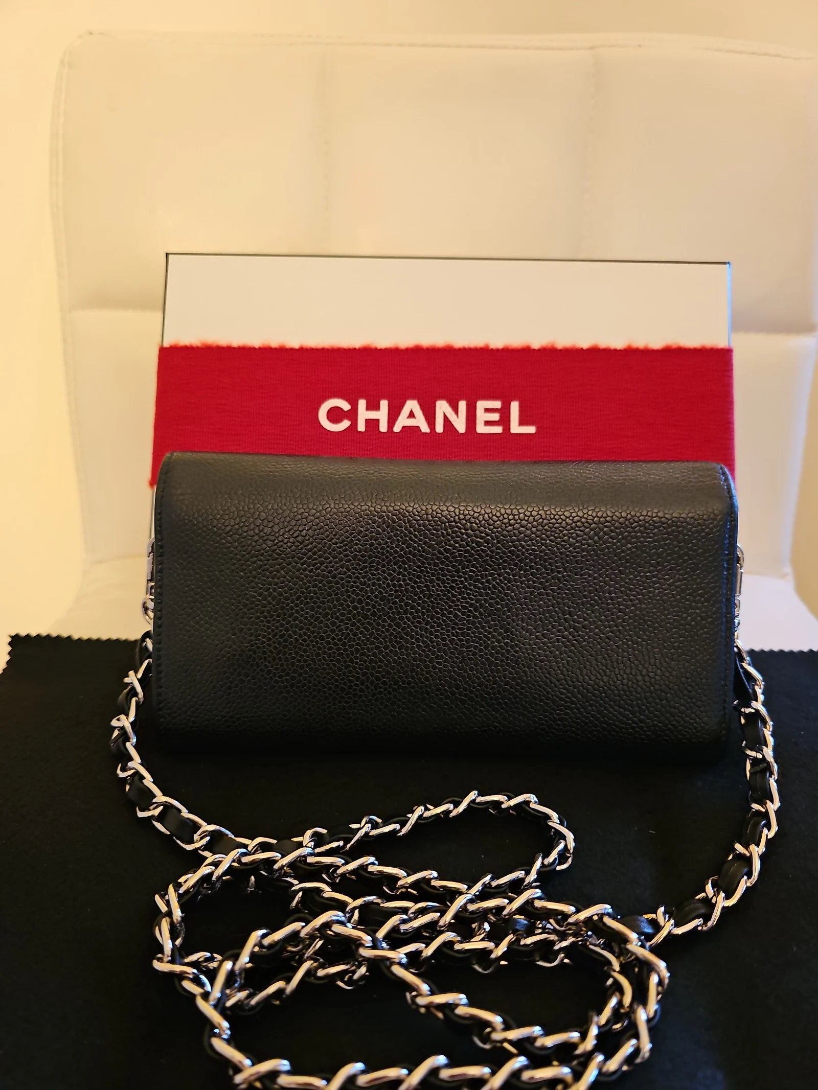CHANEL Black Caviar Leather Long Wallet