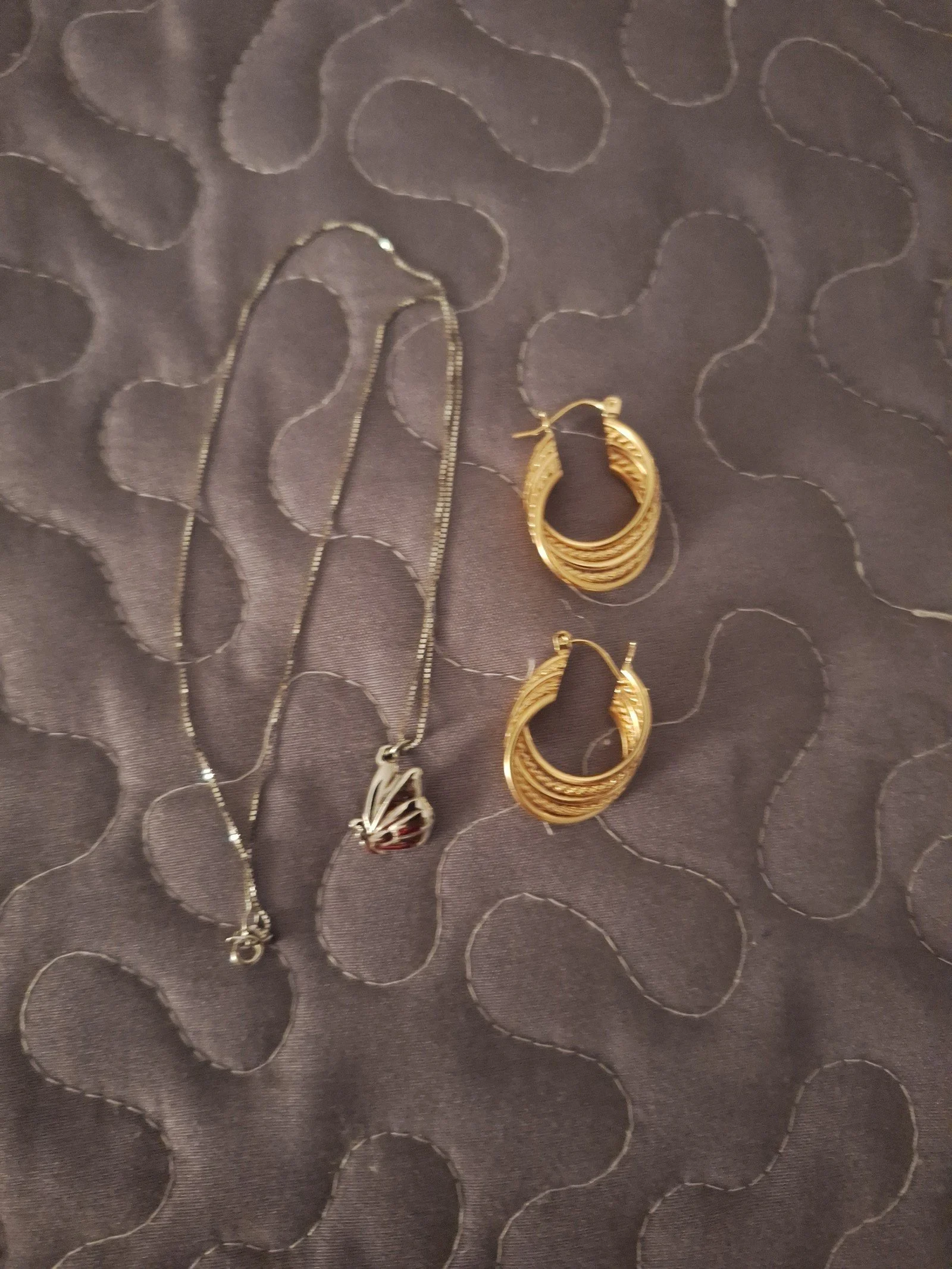 Bundle for estate Treasures 14k white gold necklace and 14k earrings( Reserved)