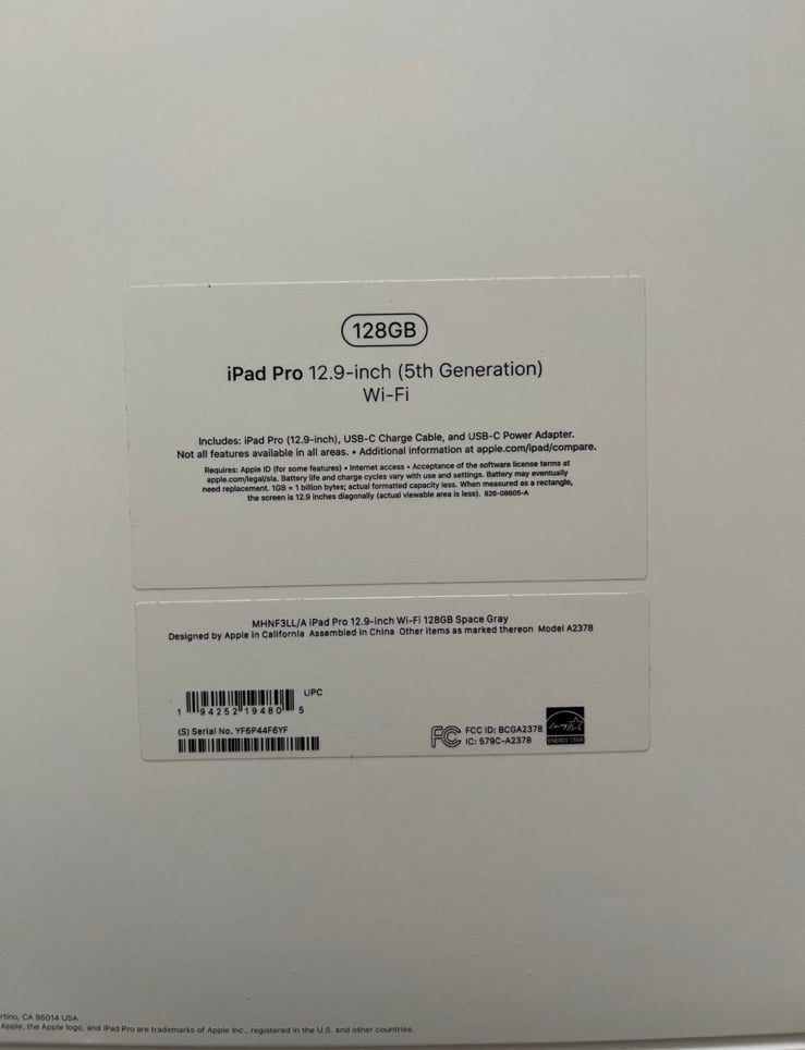 Apple iPad Pro 12.9 inch. 128gb. 2nd Generation Apple Pencil 3U39