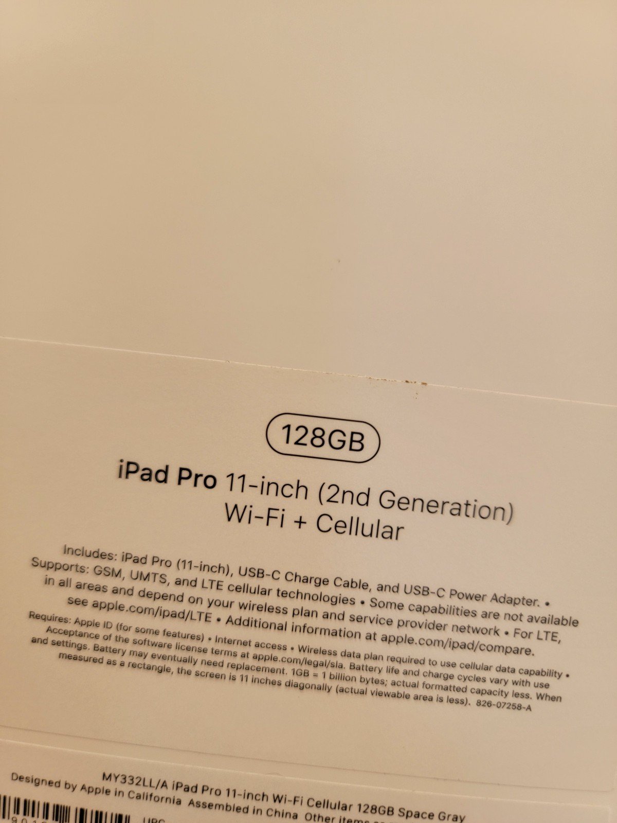iPad Pro 11 inch 2nd generation Wi-Fi + Cellular 3O23