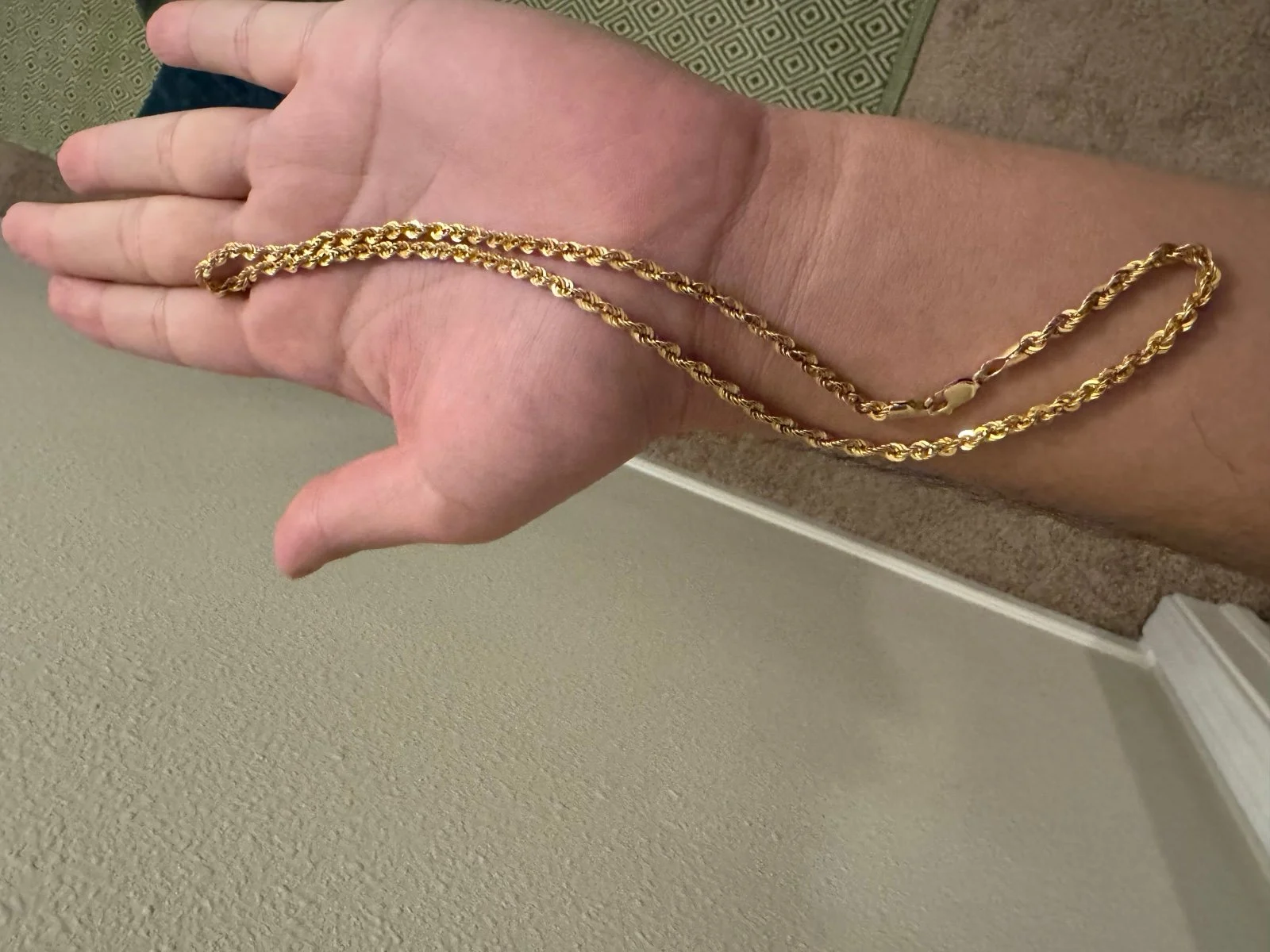 10K Gold Diamond Cut Rope Chain 4.6 Grams