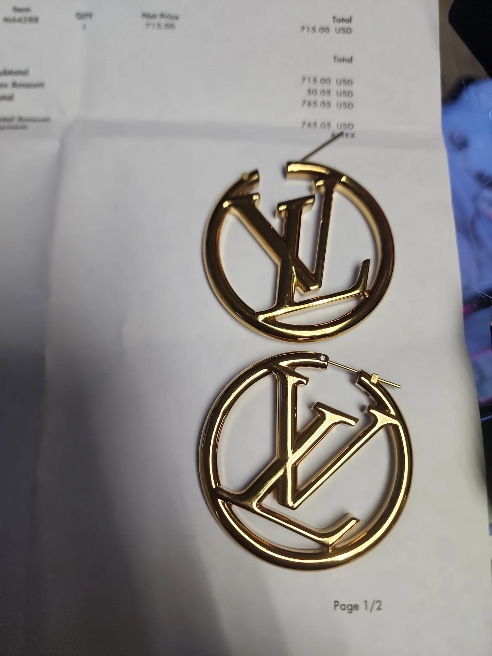 Louis Vuitton Hoop earrings Louise gold