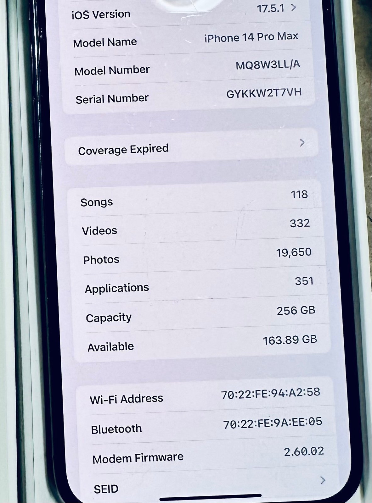 Apple iPhone 14 Pro Max 256 GB in Deep Purple UNLOCKED 8W37