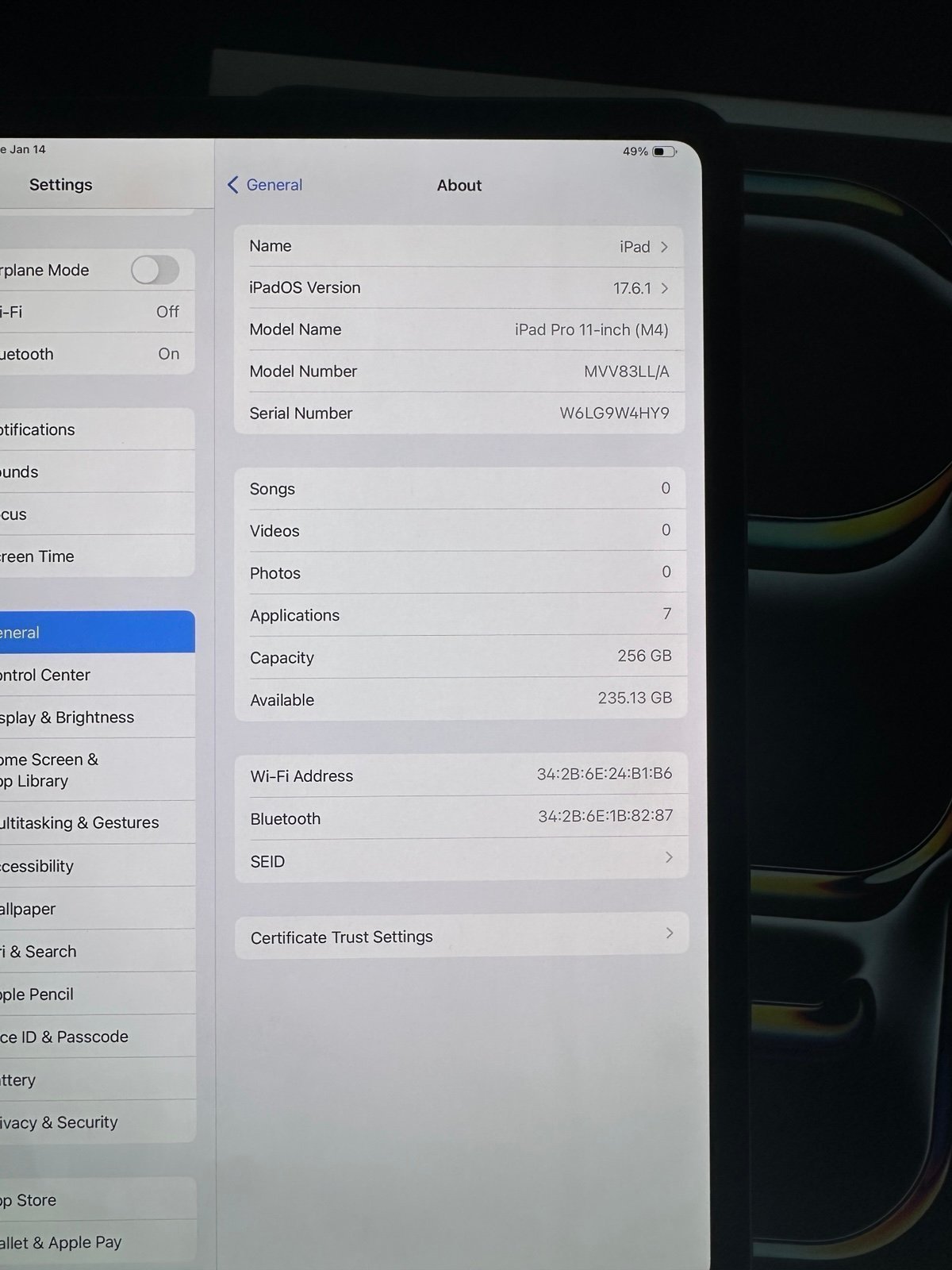 iPad Pro M4 11inch OLED 256GB space Black with Smart Folio 2T91