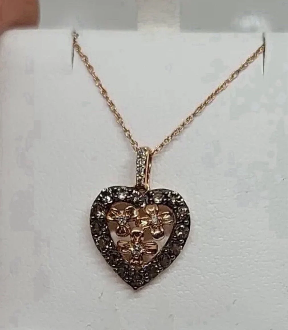 Le Vian 1/2 Carat Chocolate Diamond 14K Strawberry Rose Gold 18” Necklace NEW