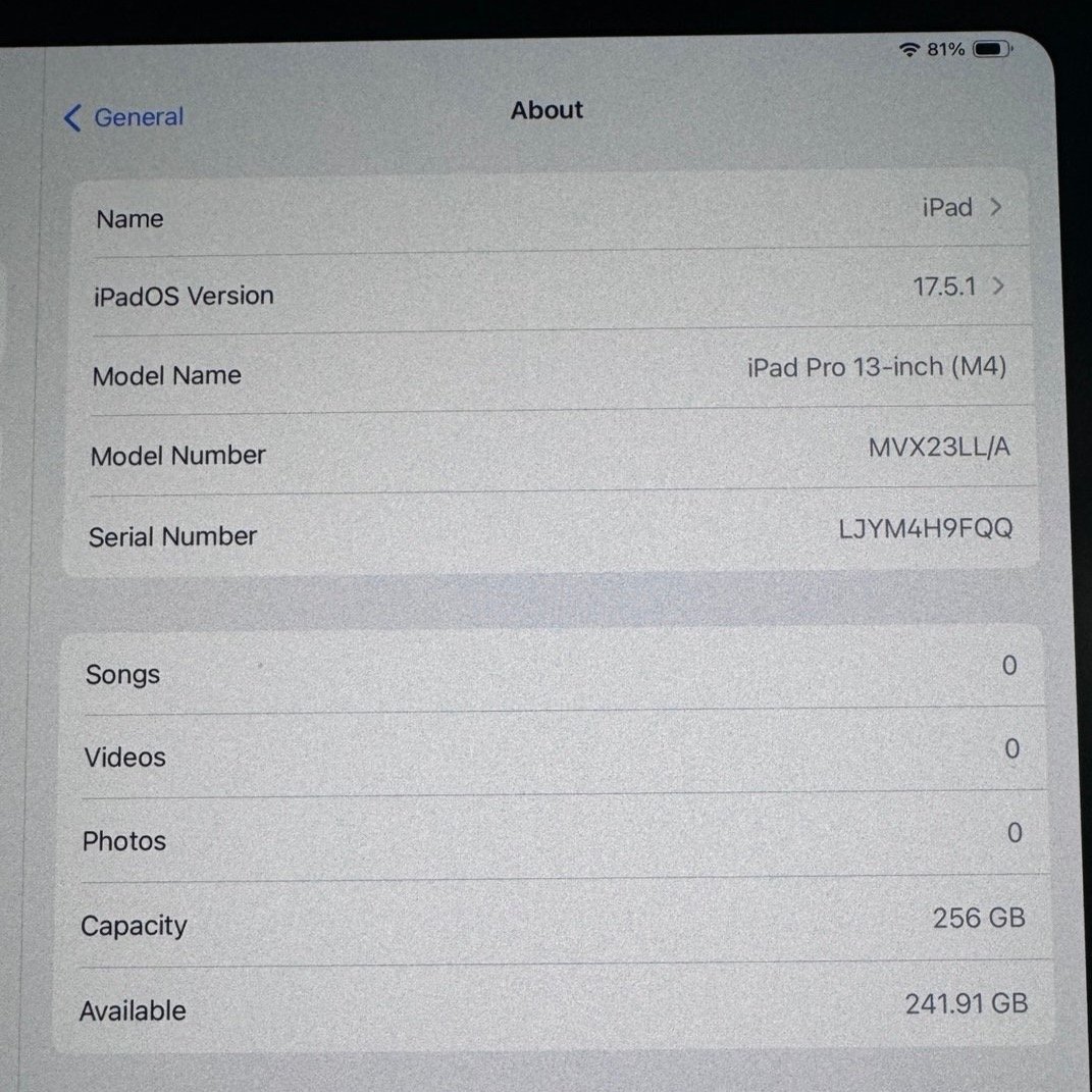 iPad Pro 13 inch M4 256GB WiFi 1U13