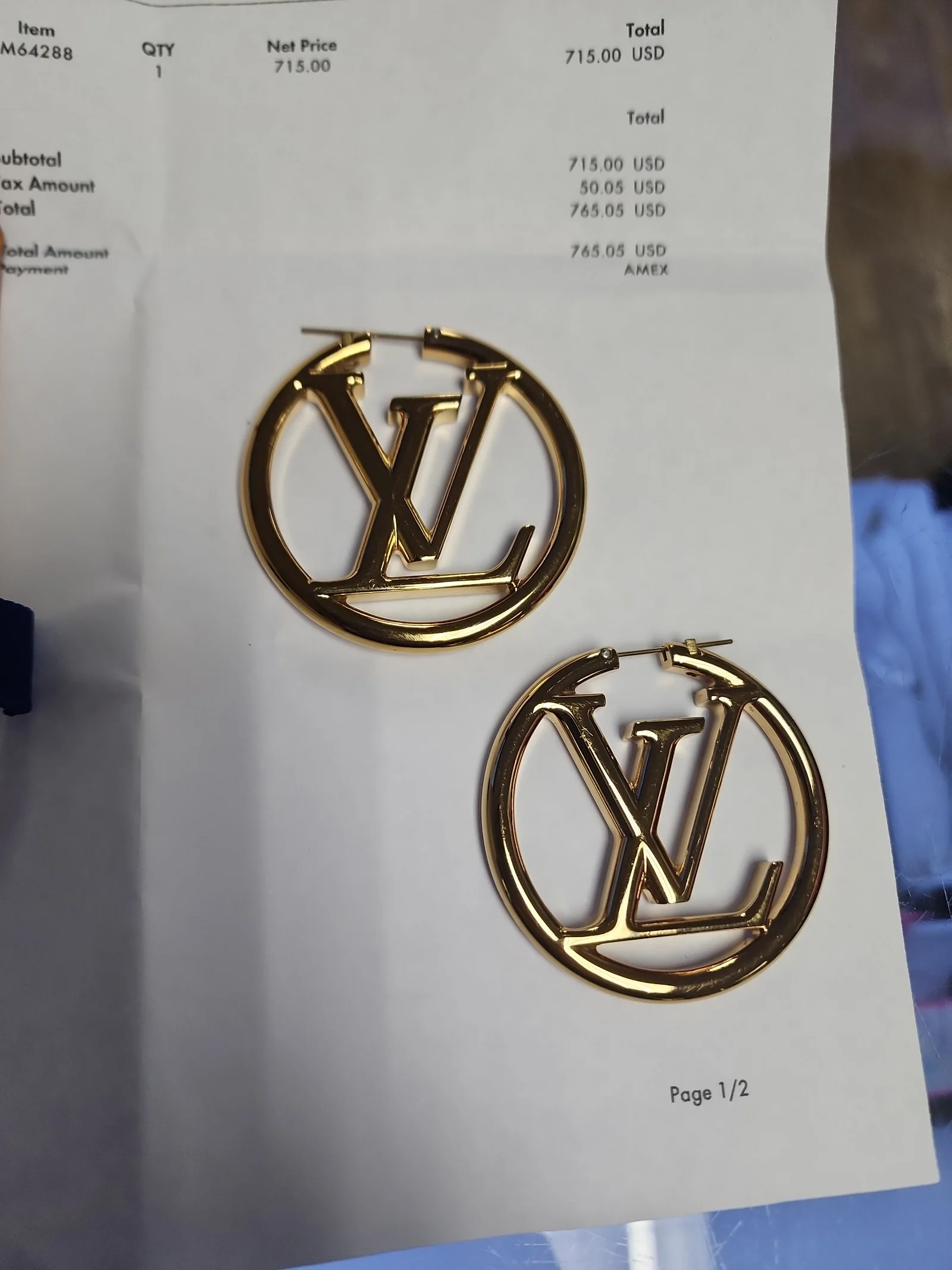 Louis Vuitton Hoop earrings Louise gold