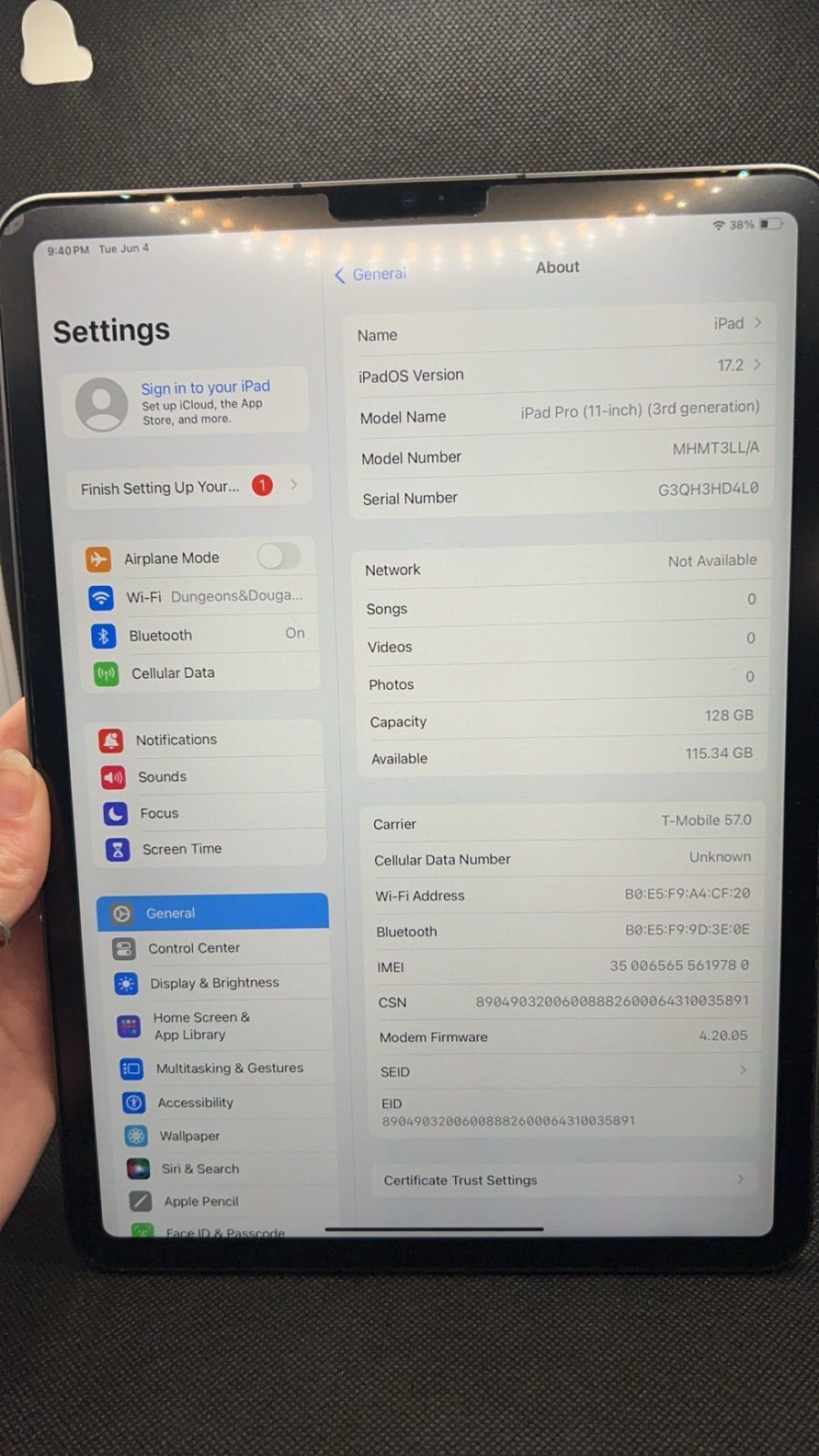 ipad pro 11 inch 3rd generation wifi and cellular 9D33