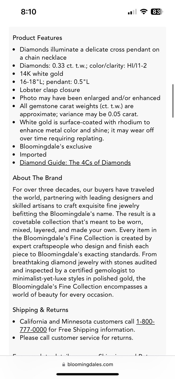 Diamond White Gold Cross Necklace