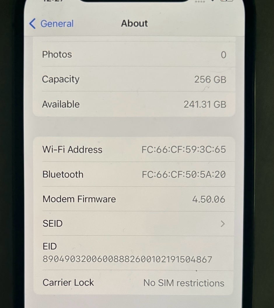 (SEND OFFERS) Apple iPhone 12 Pro 256 GB in Graphite 9W88