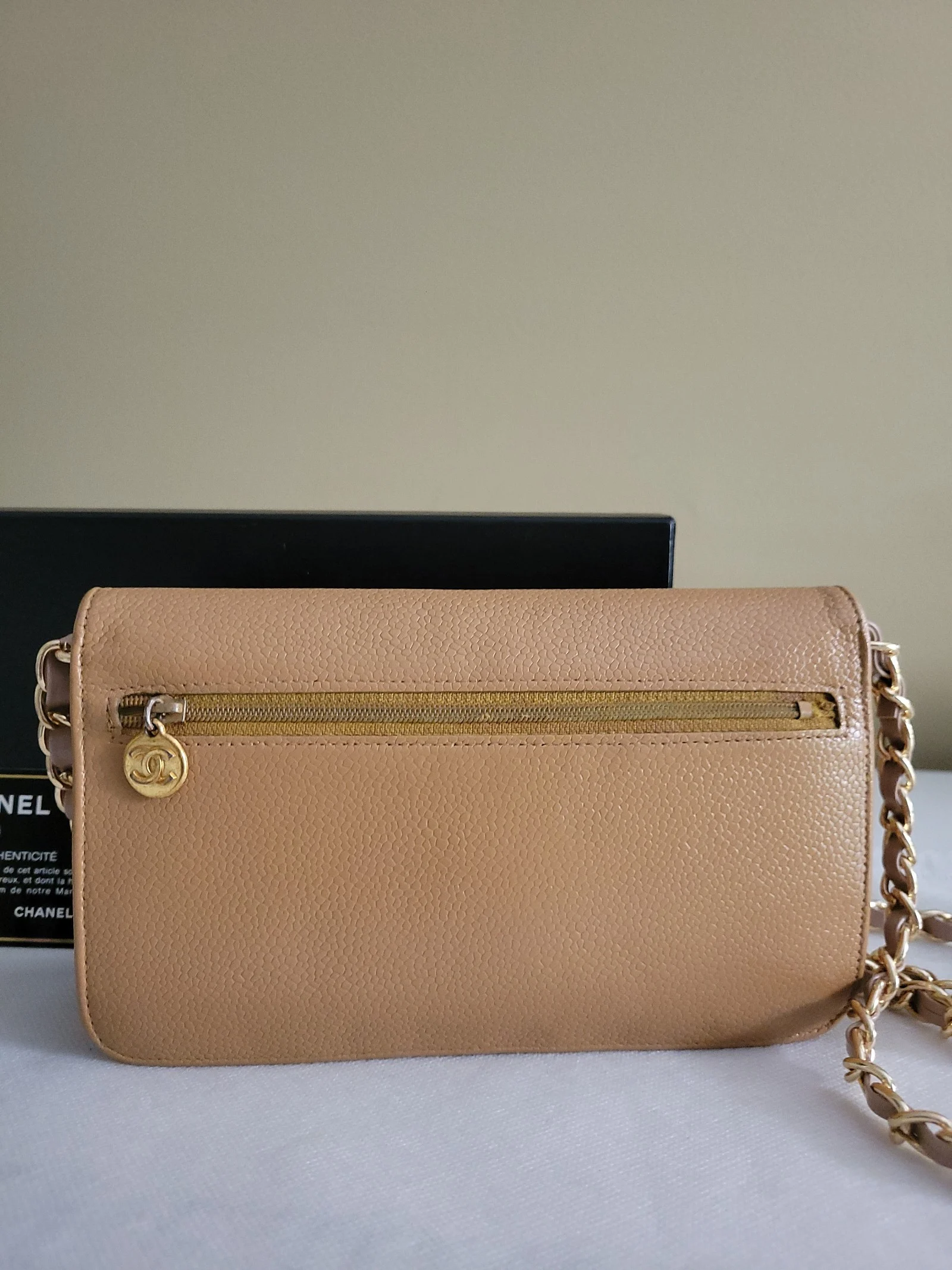 Chanel Timeless Caviar Wallet Clutch Crossbody Bag