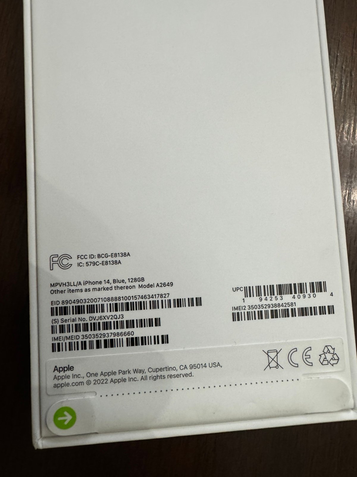 Brand new sealed iPhone 14 in blue 8Y53