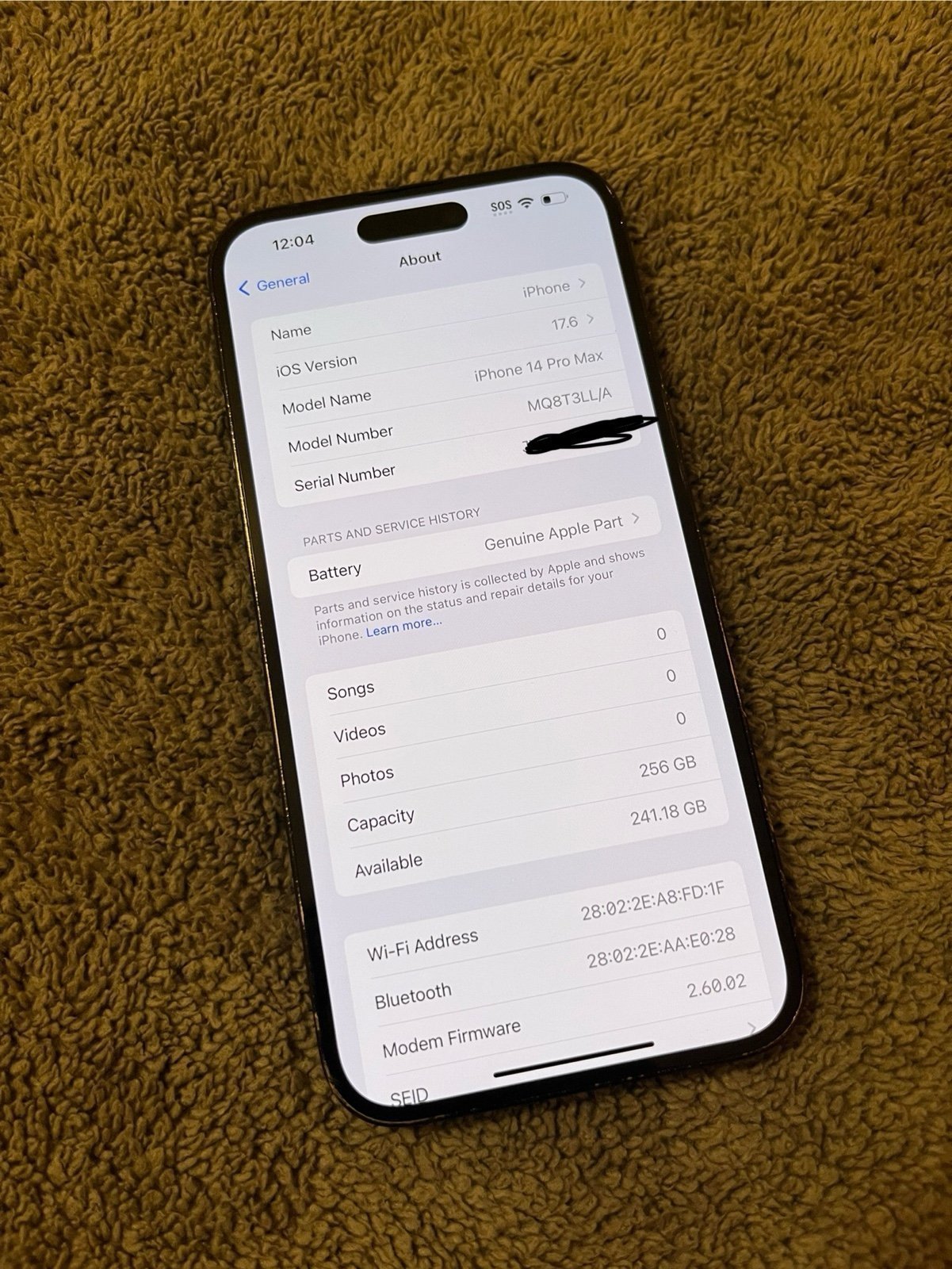 Apple iPhone 14 Pro Max 256 GB in Space Black Unlocked 6T25