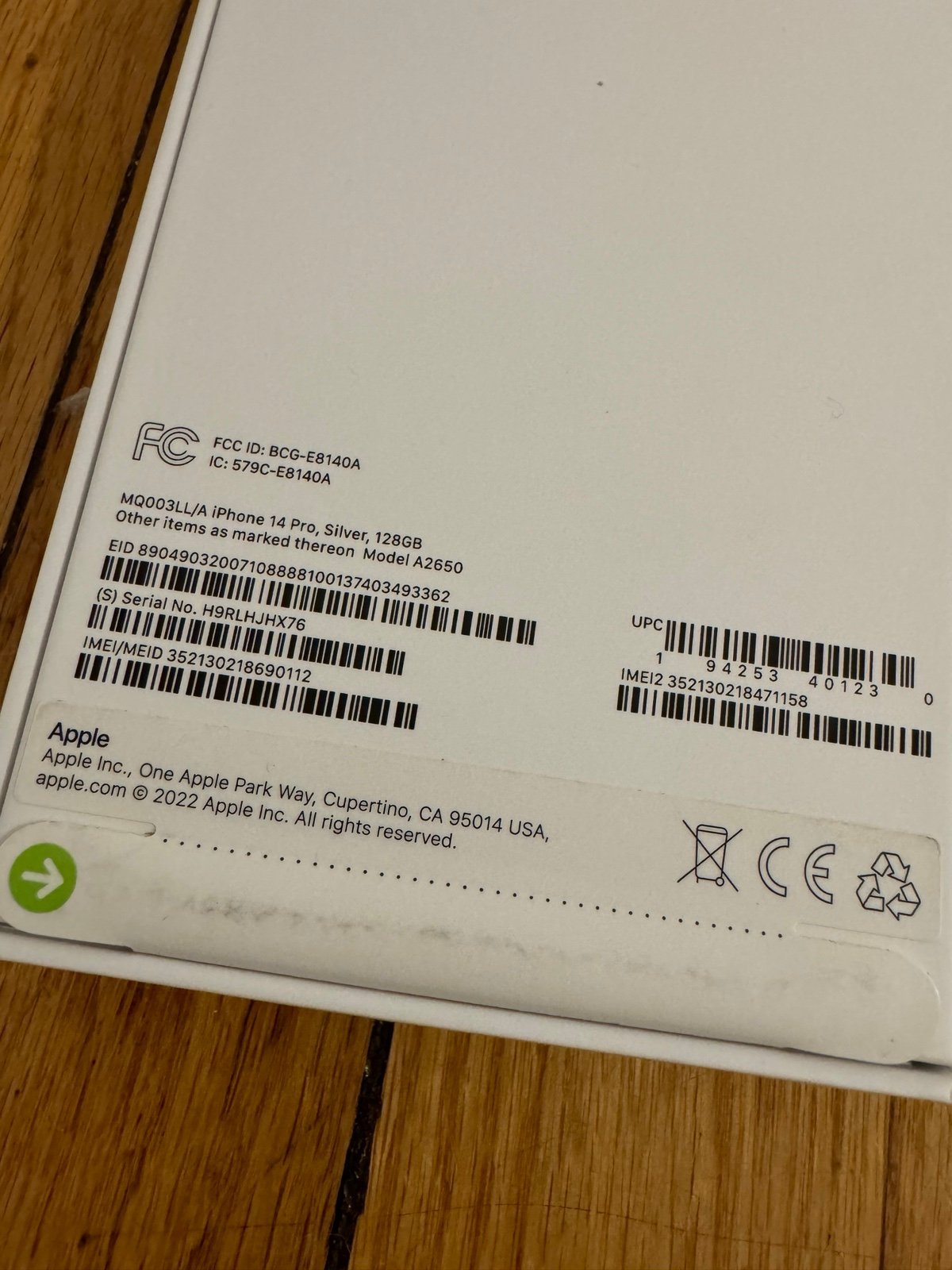 Apple iPhone 14 Pro 128 GB in Silver for Verizon 9T15