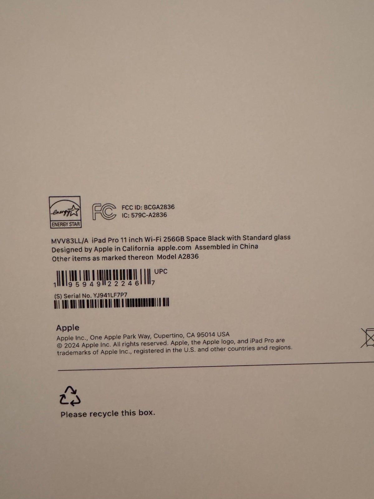 iPad Pro 11” (M4) Wi-Fi 256GB Space Black with Standard Glass 1A87