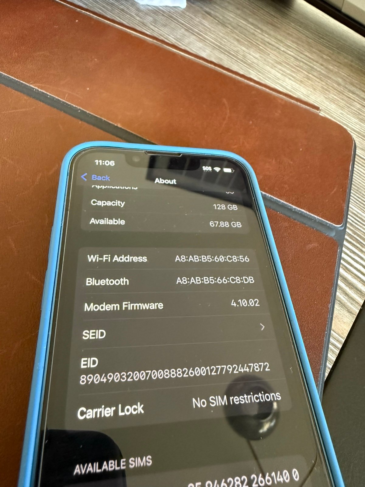 Apple iPhone 13 Mini 128 GB in Blue MINT unlocked w Apple case 1M56