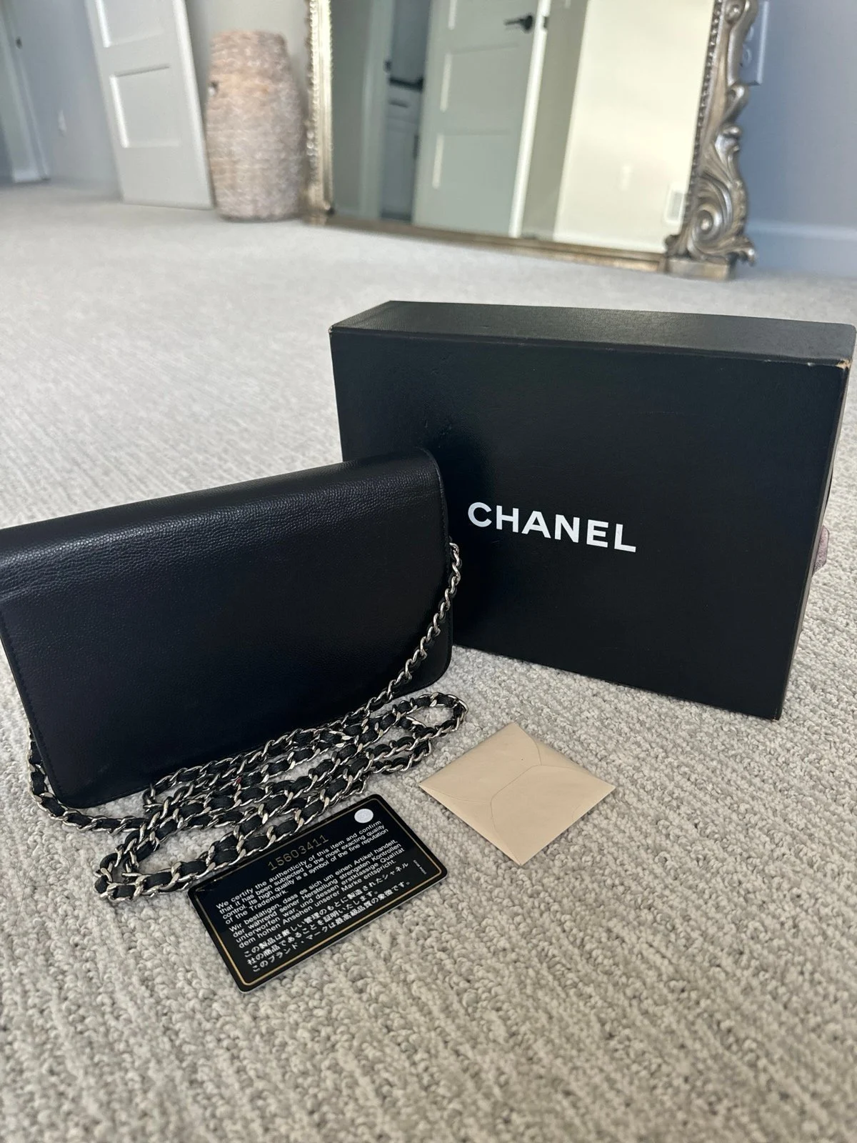 Chanel Sevruga Wallet on Chain