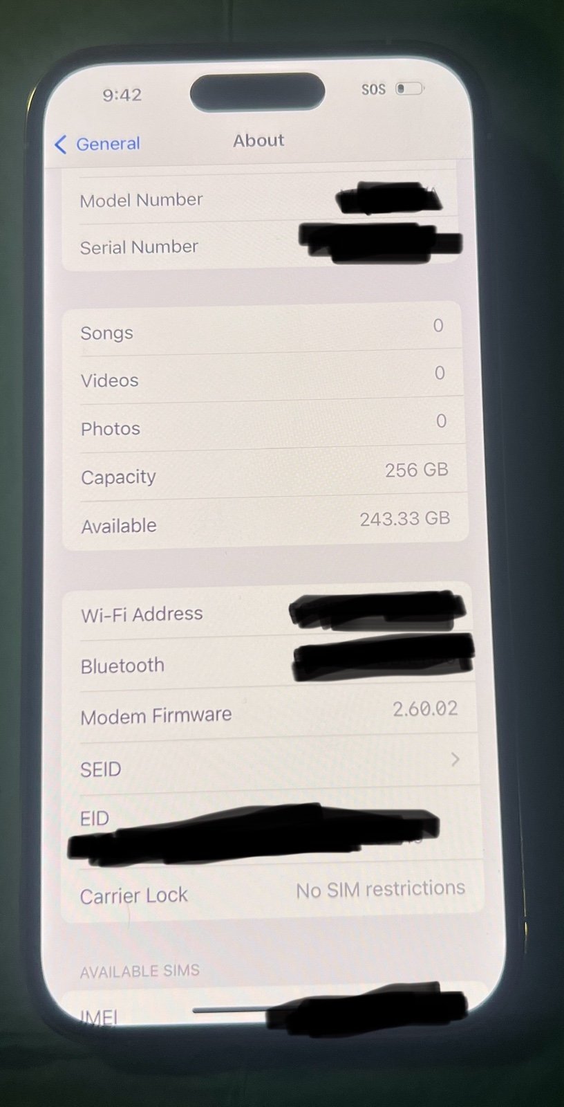 Apple iPhone 14 Pro 256 GB UNLOCKED 1U19