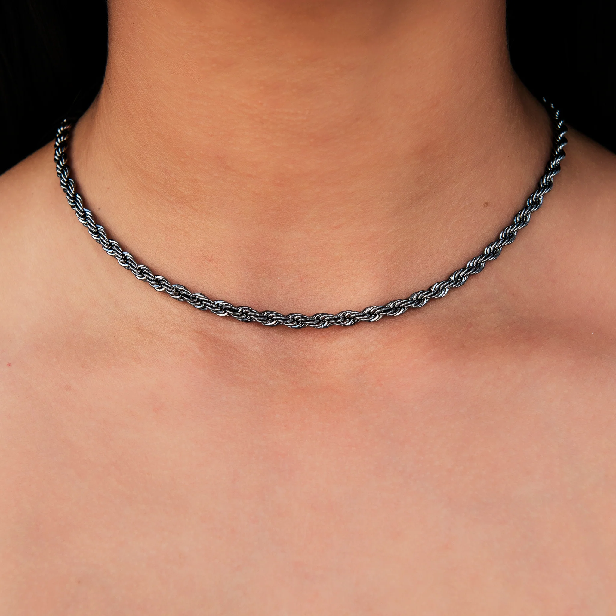 Rope Chain in Black - 4mm
