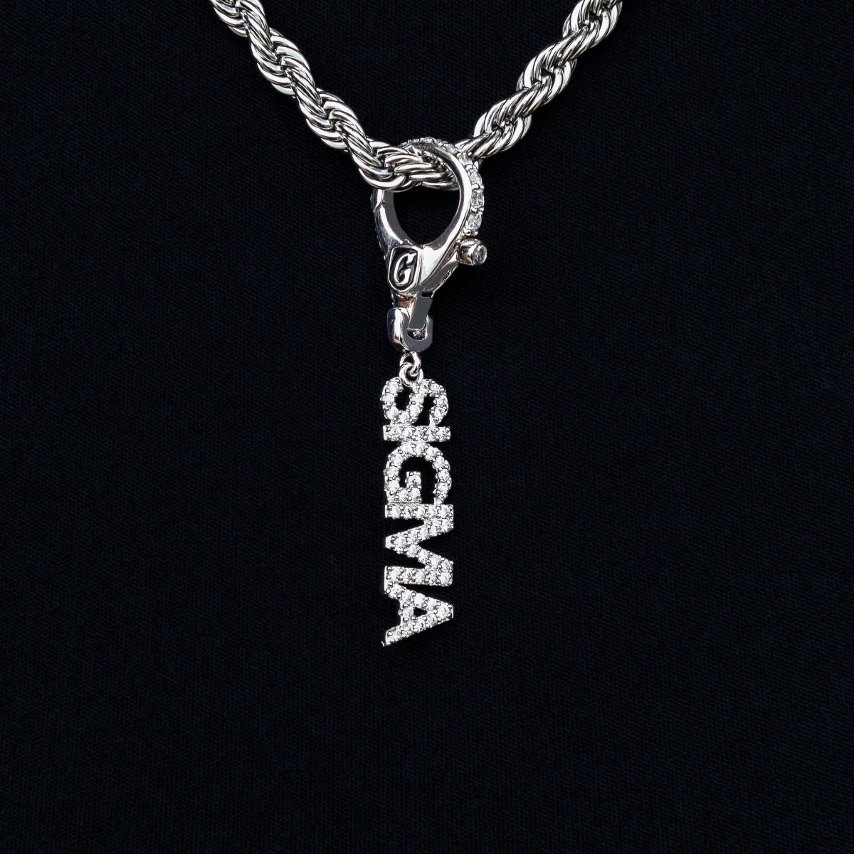 Sigma Clip On Pendant in White Gold