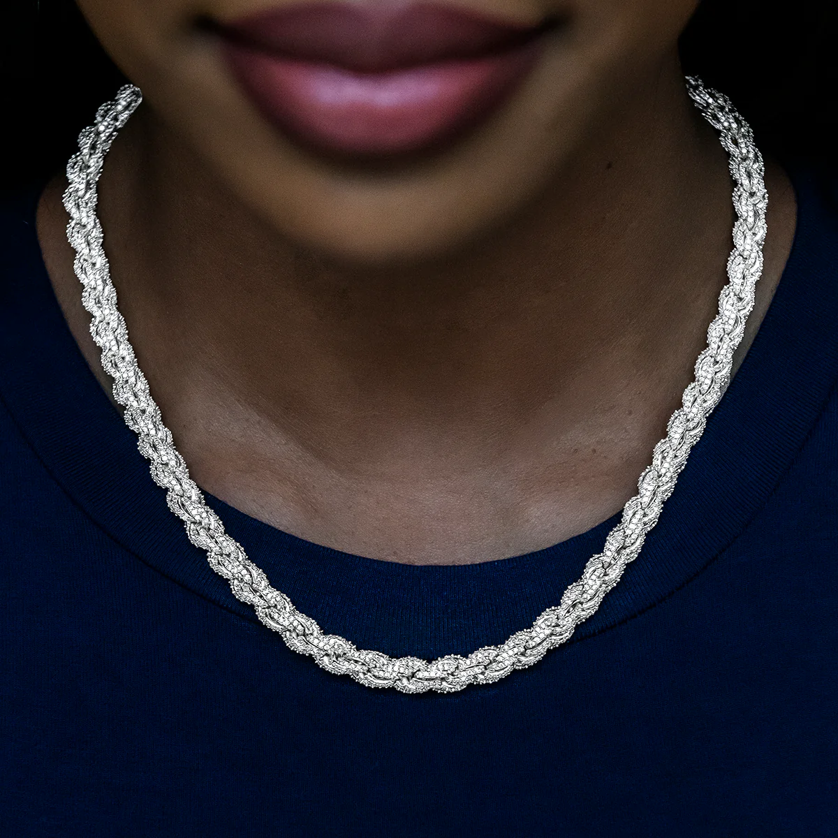 Diamond Rope Necklace + Bracelet Bundle in White Gold- 8mm