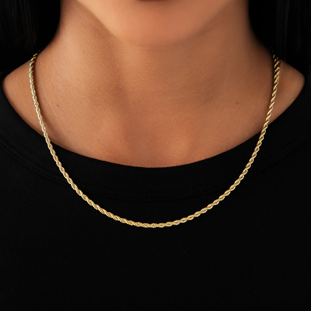 Rope Necklace in Yellow Gold - 2mm