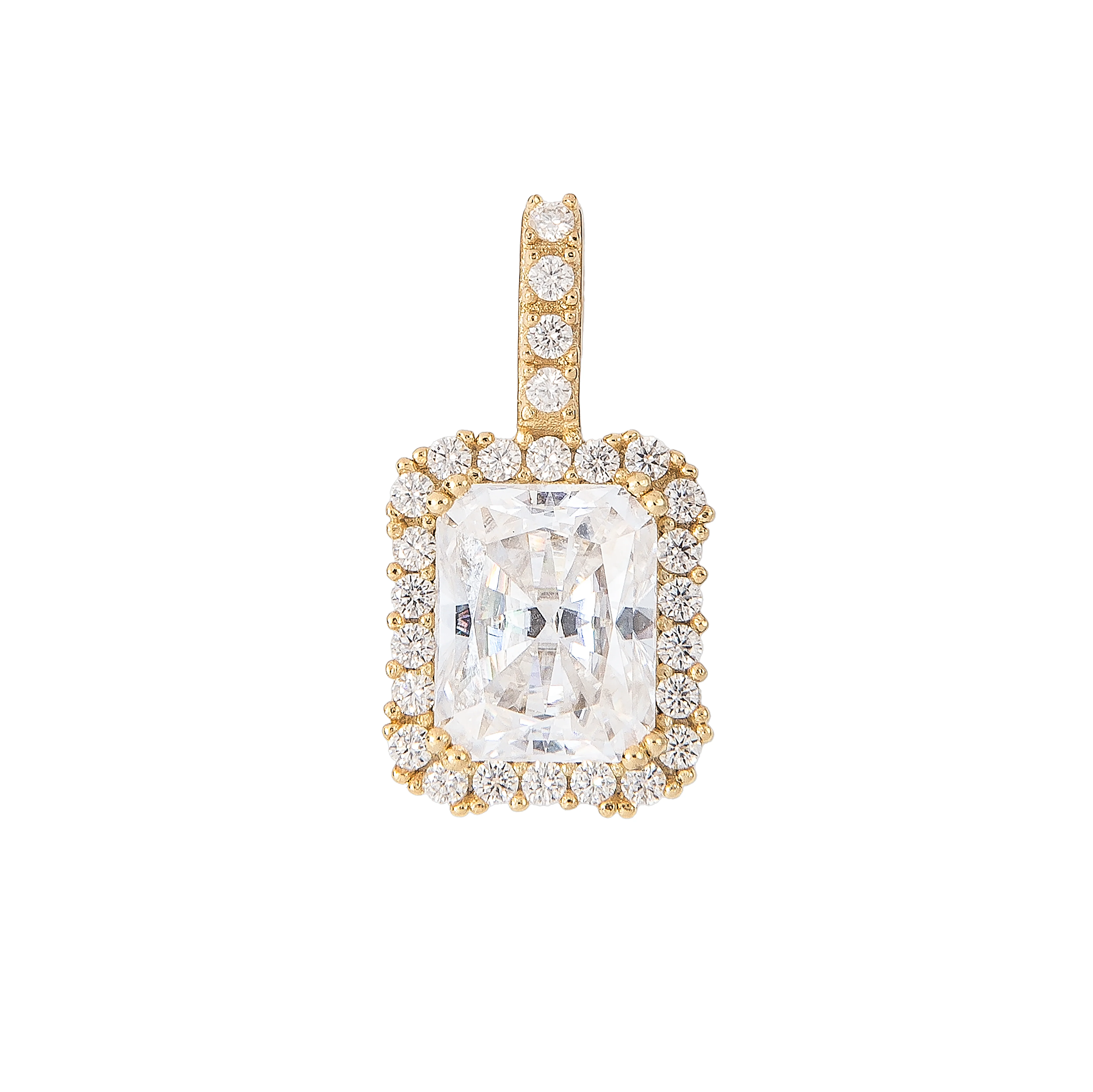 Men's Moissanite Micro Diamond Stone Pendant in Yellow Gold Vermeil