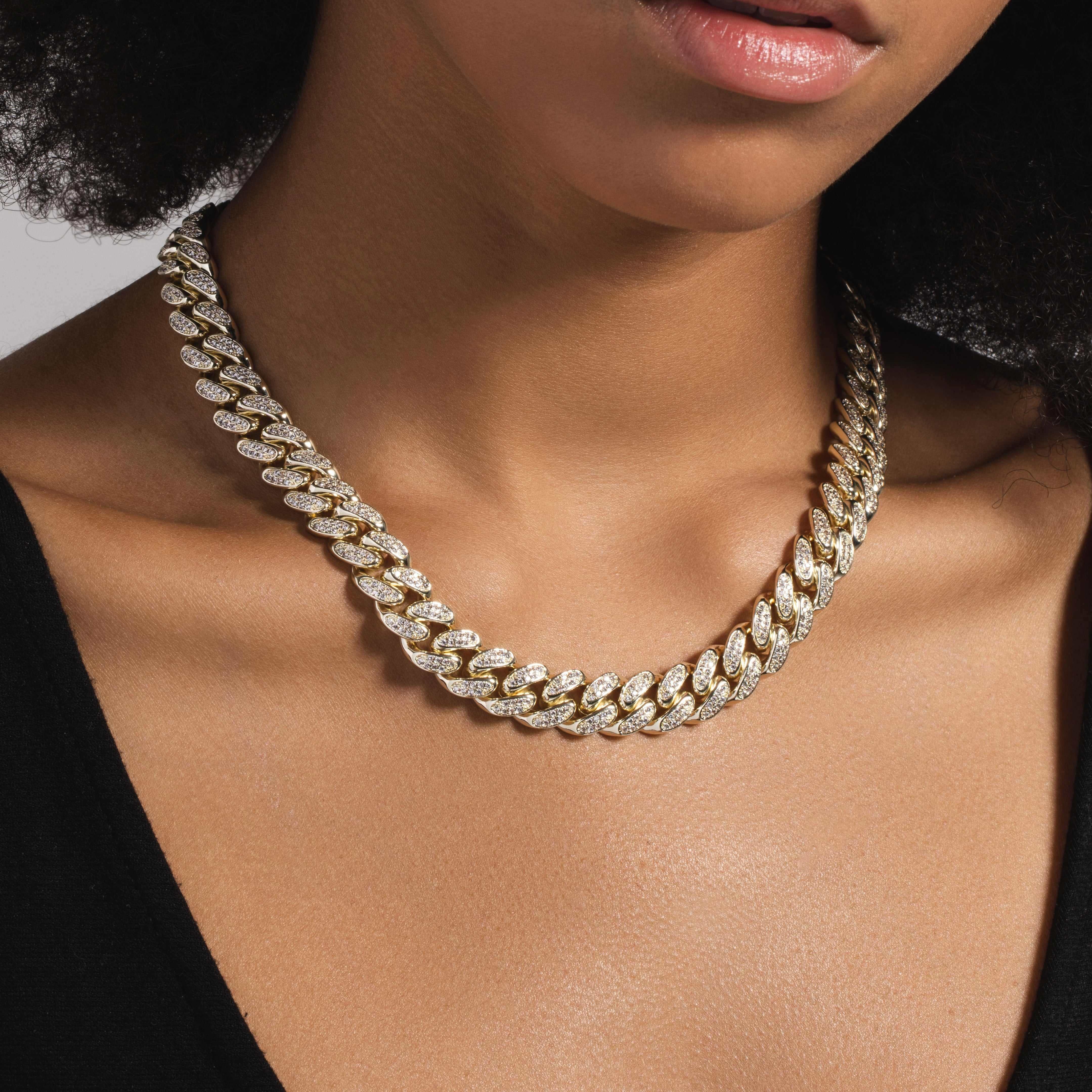 Diamond Cuban Link Necklace + Bracelet Bundle in Yellow Gold- 12mm