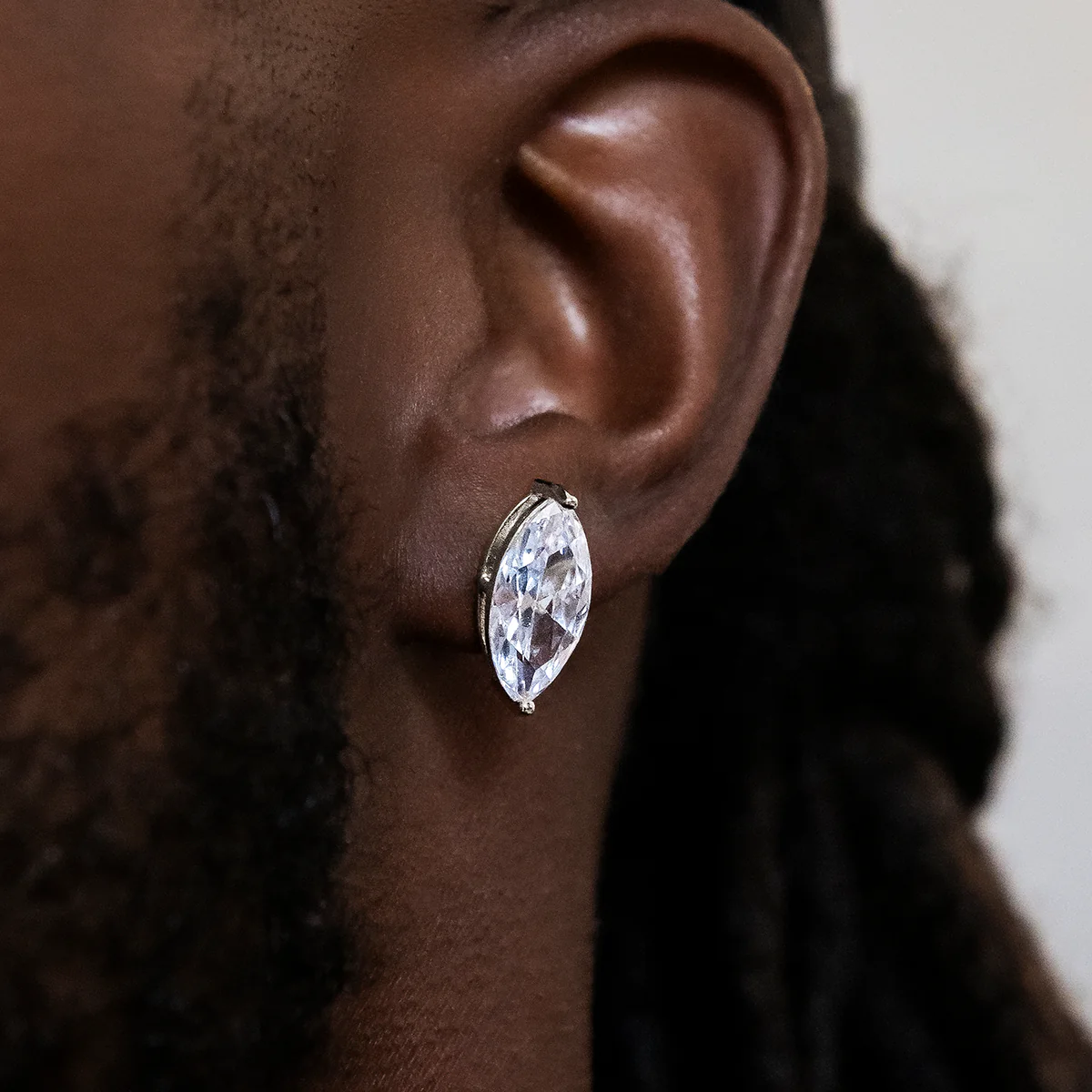 8mm Marquise Cut Diamond Stud Earrings in White Gold