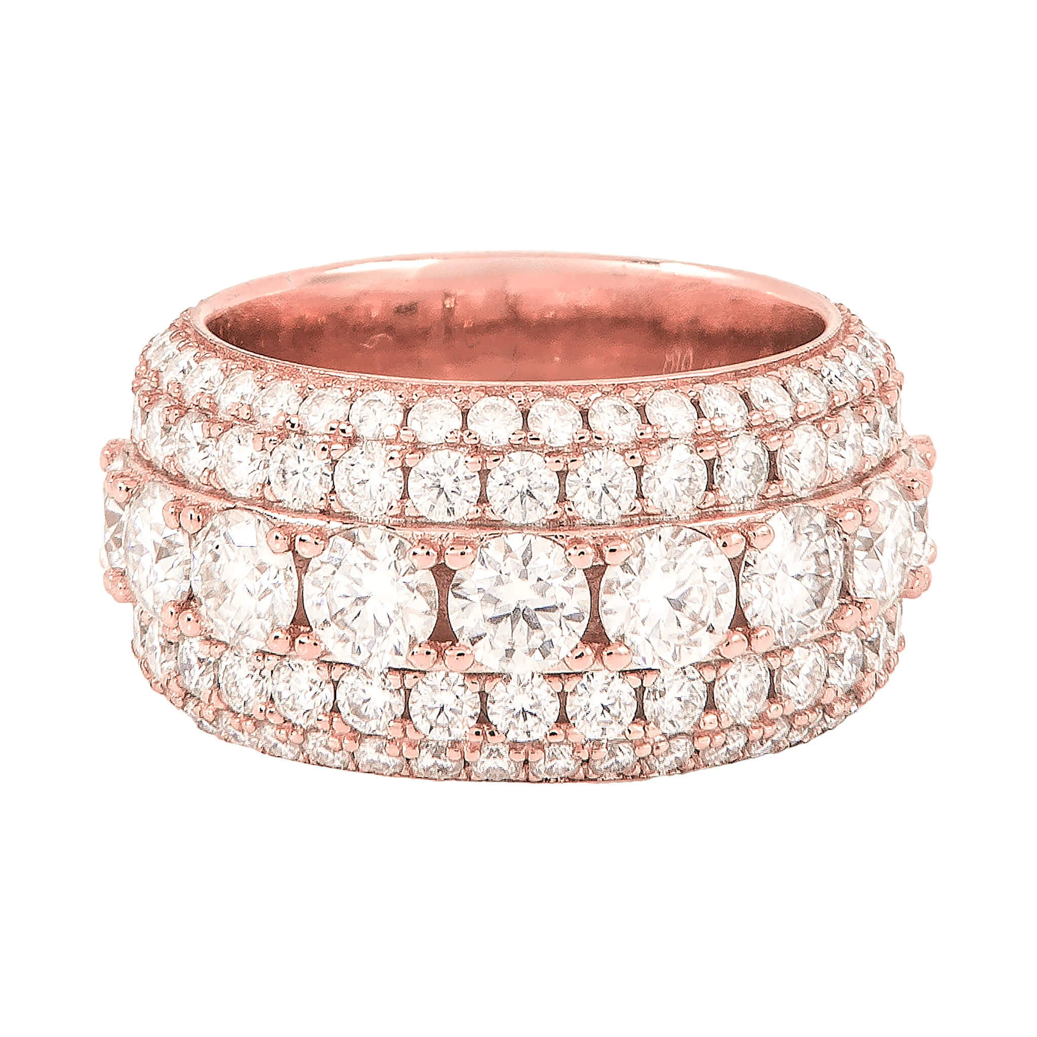 Men's Moissanite 5 Layer Diamond Band Ring in Rose Gold Vermeil